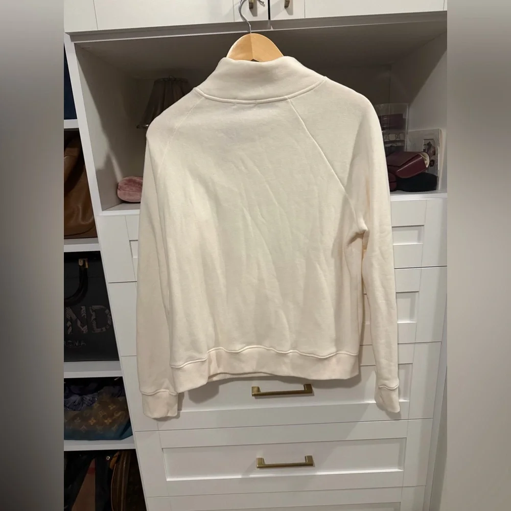Peloton Cream Half-Zip Sweatshirt with Red Trim - Picture 5 of 5